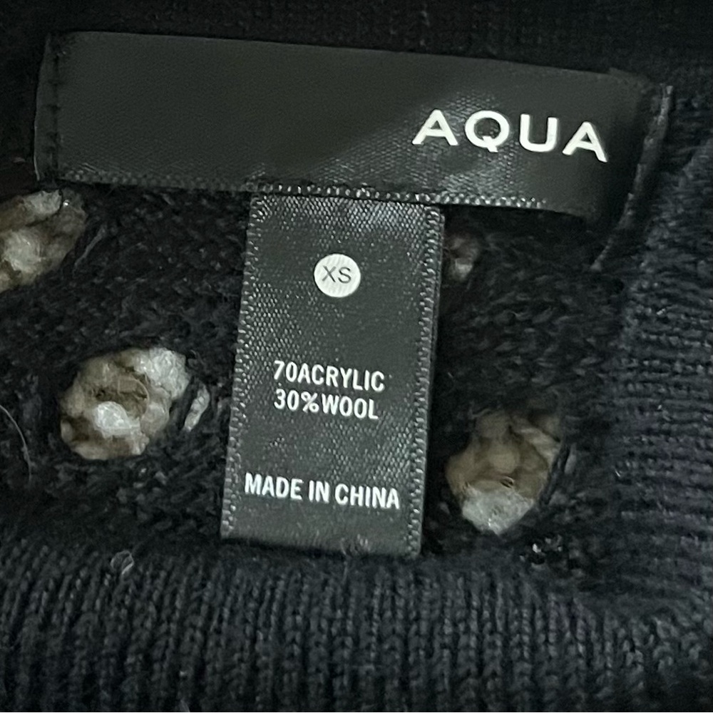 Aqua Sweater XS Black‎ Wool Cut Out Goth Grunge Edgy Dark Coquette Architectural - Picture 9 of 10